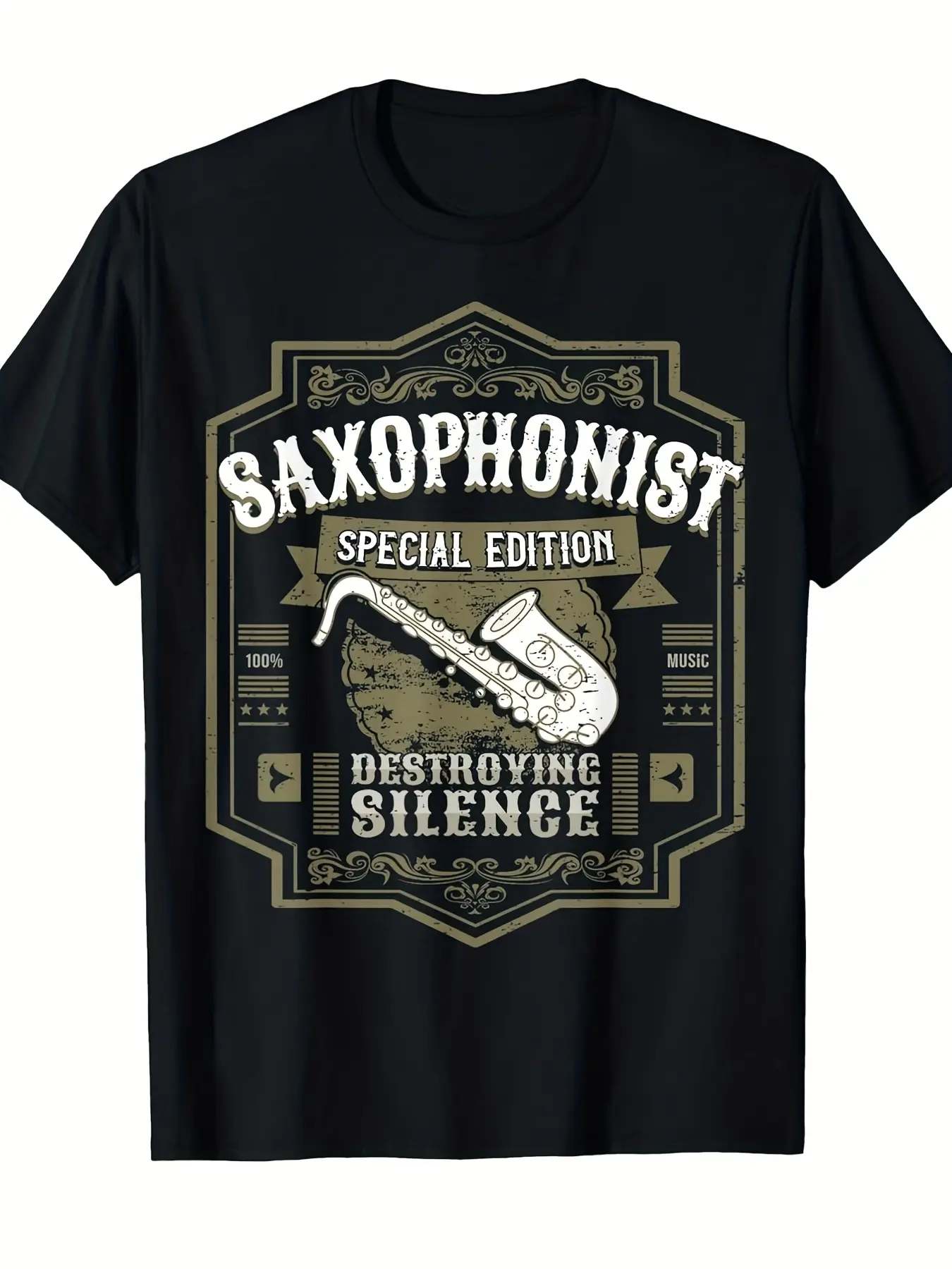 Retro Saxophonist Saxophone T-Shirt - Music-Themed Graphic Tee with Saxist/I Sax Design, Comfortable Round Neck Casual Shirt for Musicians & Jazz Lovers, Machine Washable for all-Season Wear