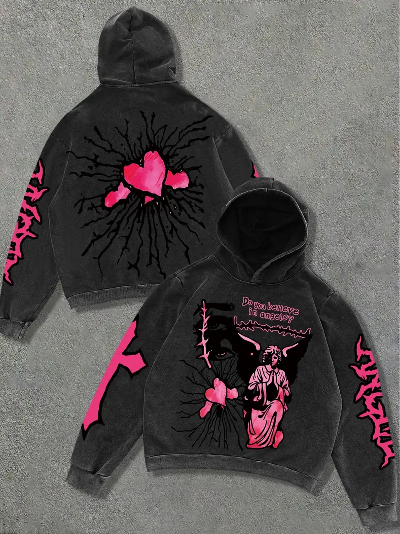 Zip up hoodie with baby angel that says vintage - TikTok Shop