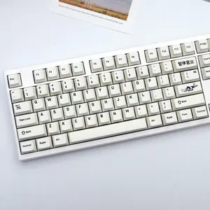 137 Key Pause Capsule – Pbt Dye Sublimation Cherry Outline Design, Compatible with Mx Axis, Suitable for Keyboard Models 61/64/68/87/96/104/108