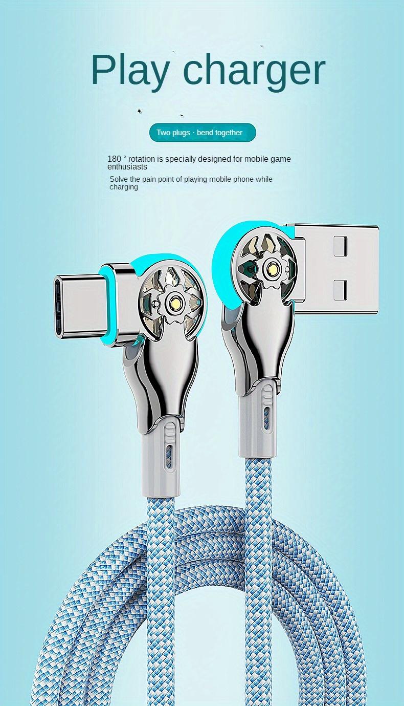 Quick Charging Type-C Data Cable with Dual Elbow Rotation for iPhone, Android, Samsung, Huawei, and More
