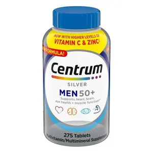 Centrum Silver Men 50+ Multivitamins for Men Over 50 Multimineral Supplement 275 Ct Gluten Free Non GMO Vitamin C & Zinc