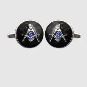 Masonic Emblem Cufflinks with Diamond Detail