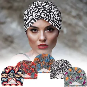 5pcs Women's Headscarf Set with Pre Tied Floral Knots, Elastic Stretch Fit, Vibrant Geometric and Floral Patterns, Borderless Design, Suitable for Sports, Beach, Leisure, and Formal Activities