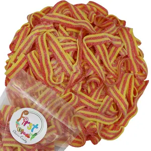 SOUR POWER STRAWBERRY & BANANA GUMMY CANDY BELTS 2LB BAG