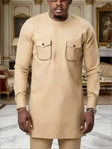 Men's Casual Set, Round Neck, Long Sleeve, Pockets, Shoulder Zipper, Split Hem Sweater, Drawstring Waist Pants, All Seasons, Streetwear, Party, Wedding