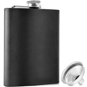 Flasks for  Matte Black - 8oz Stainless Steel Flasks for  for Women   Flask for Men  - Leak Proof Drinking Funnel
