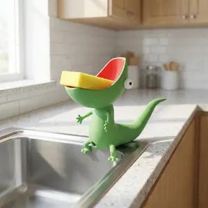 Funny Lizard Sponge Holder,3D Printed Multi-Use Desktop Organizer,Lizard Soap Dish,Kitchen Sink Organizer,Whimsical Home Decor & Gift Idea