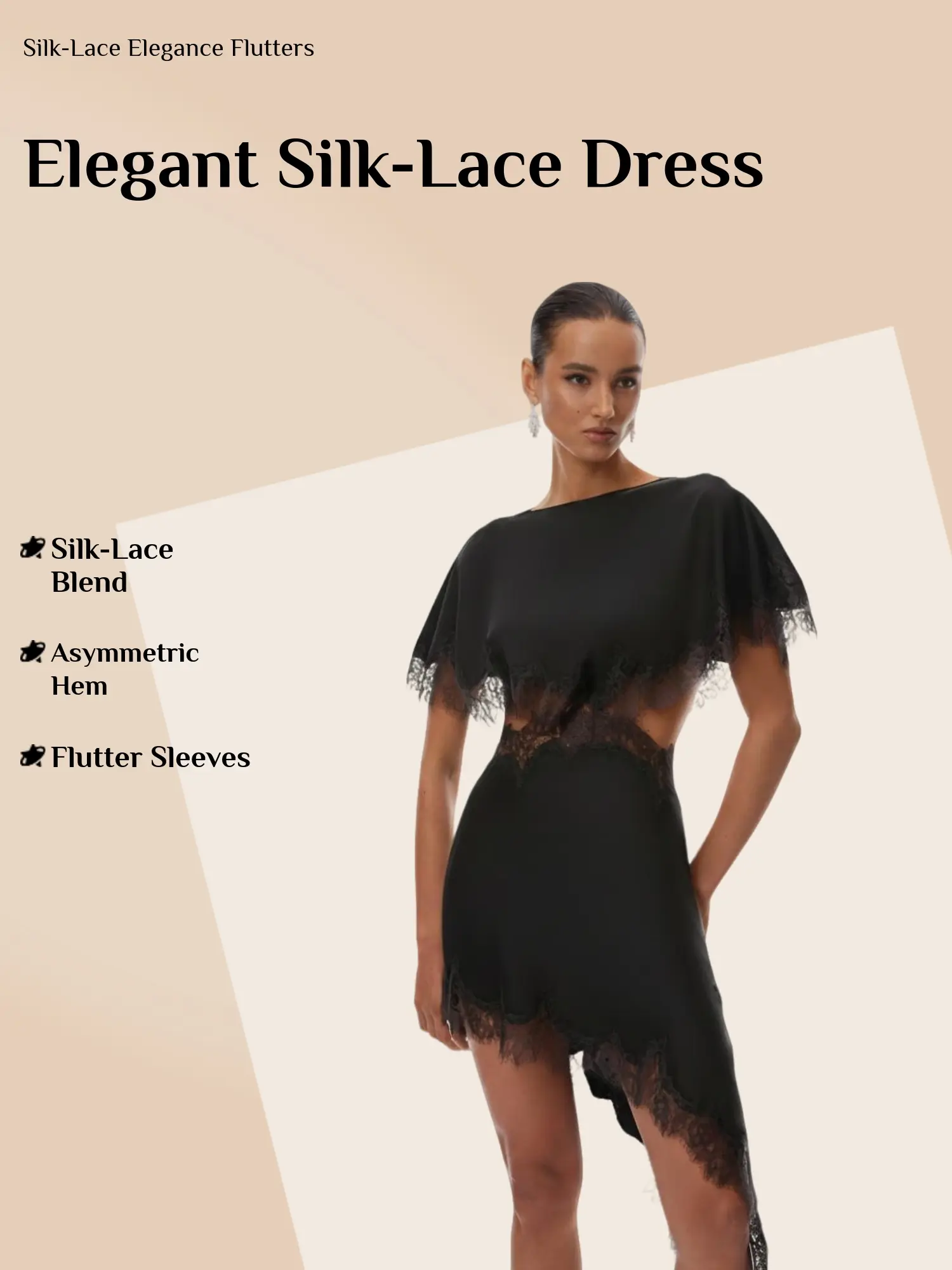 asymmetrical flutter sleeve dress V-Neck Flutter Sleeves Asymmetrical Hemline Dresses main image 1