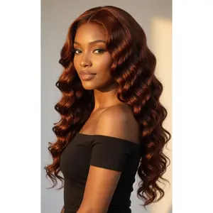 Deep Wave Auburn Brown Lace Front Wig|#27 Wine Red Body Wave HD Lace Glueless Wig Mocha Water