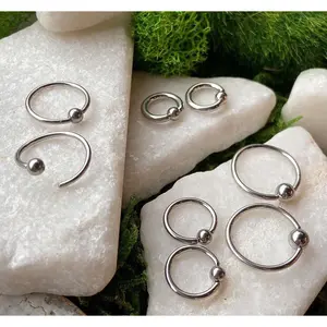 PAIR Fixed Ball Captive Bead Rings Nipple, Helix, Tragus, Septum, Ear Piercings