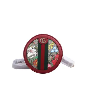 Pre-owned GUCCI GG Supreme Canvas Backpacks Ophidia Round Monogram Flora Red