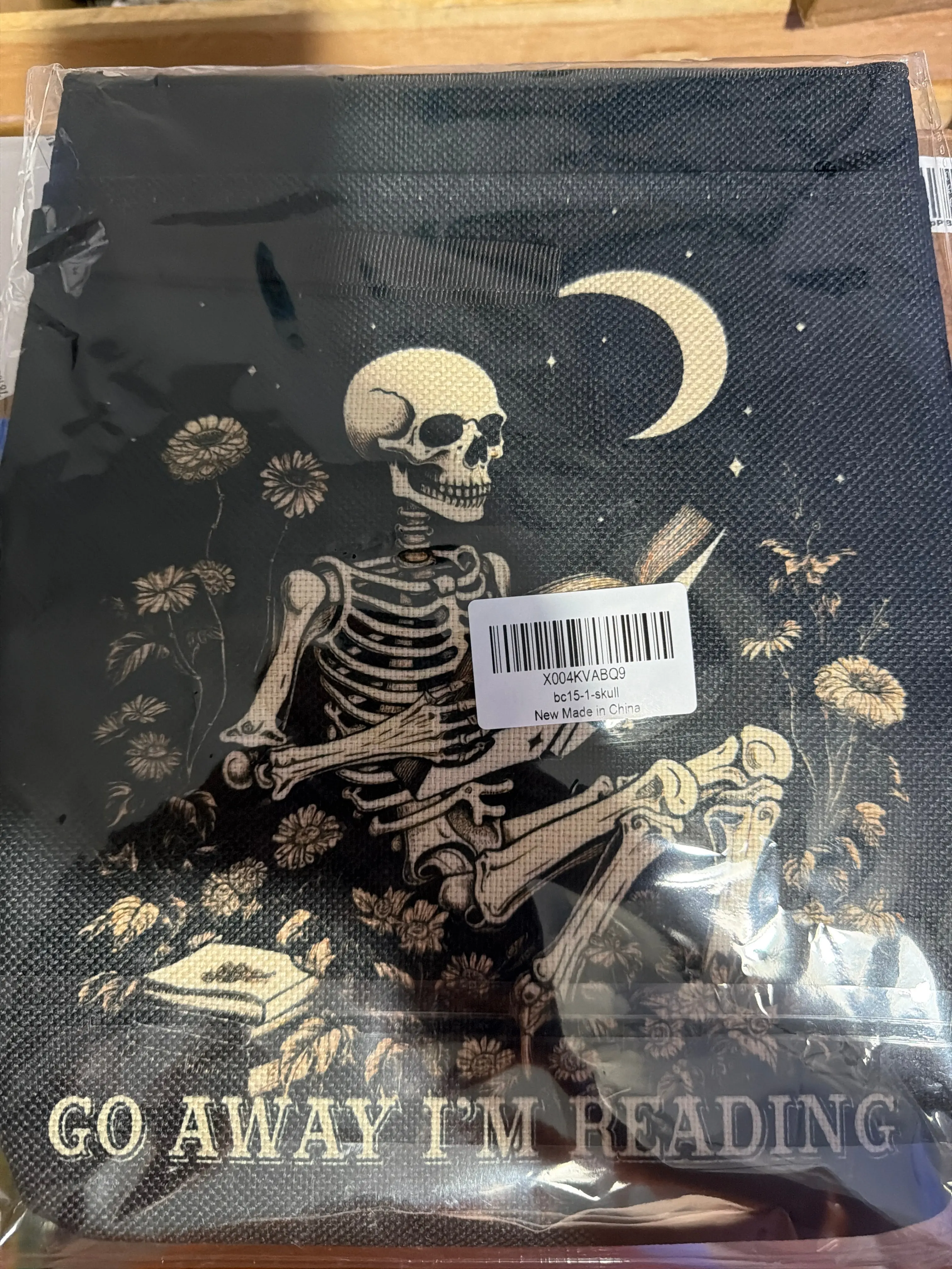 Go Away I'm Reading Book Sleeve for Book Lovers Bookish, Skeleton Gothic Book Cover