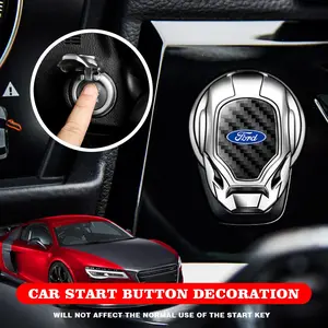 Car One-Button Start Decoration Cover for Ford Focus Fiesta Ranger Mondeo Mustang, Carbon Fiber Texture Anti-Scratch Wear-Resistant Car Accessories