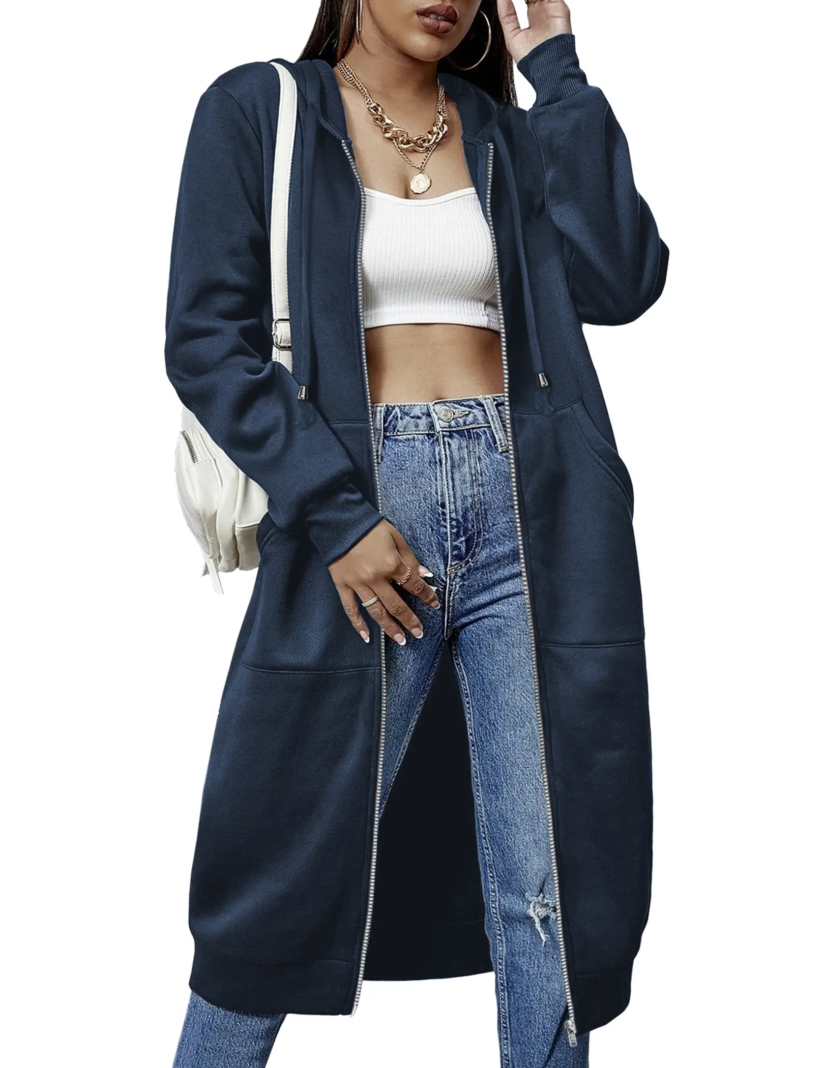 Zeagoo Women Casual Zip up Fleece Hoodies Tunic Sweatshirt Long Hoodie Jacket Cotton Long Sleeve fitted striped knitwear Christmas hoodie & sweatshirt zip hoodies summerwins