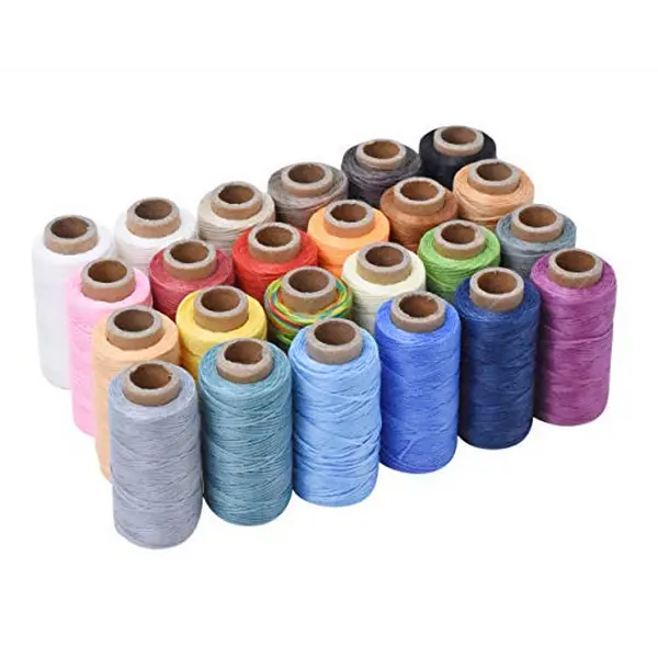 Flat Waxed Thread for Leather Sewing - Leather Thread Wax String Polyester Cord for Leather Craft Stitching Bookbinding by Mandala Crafts