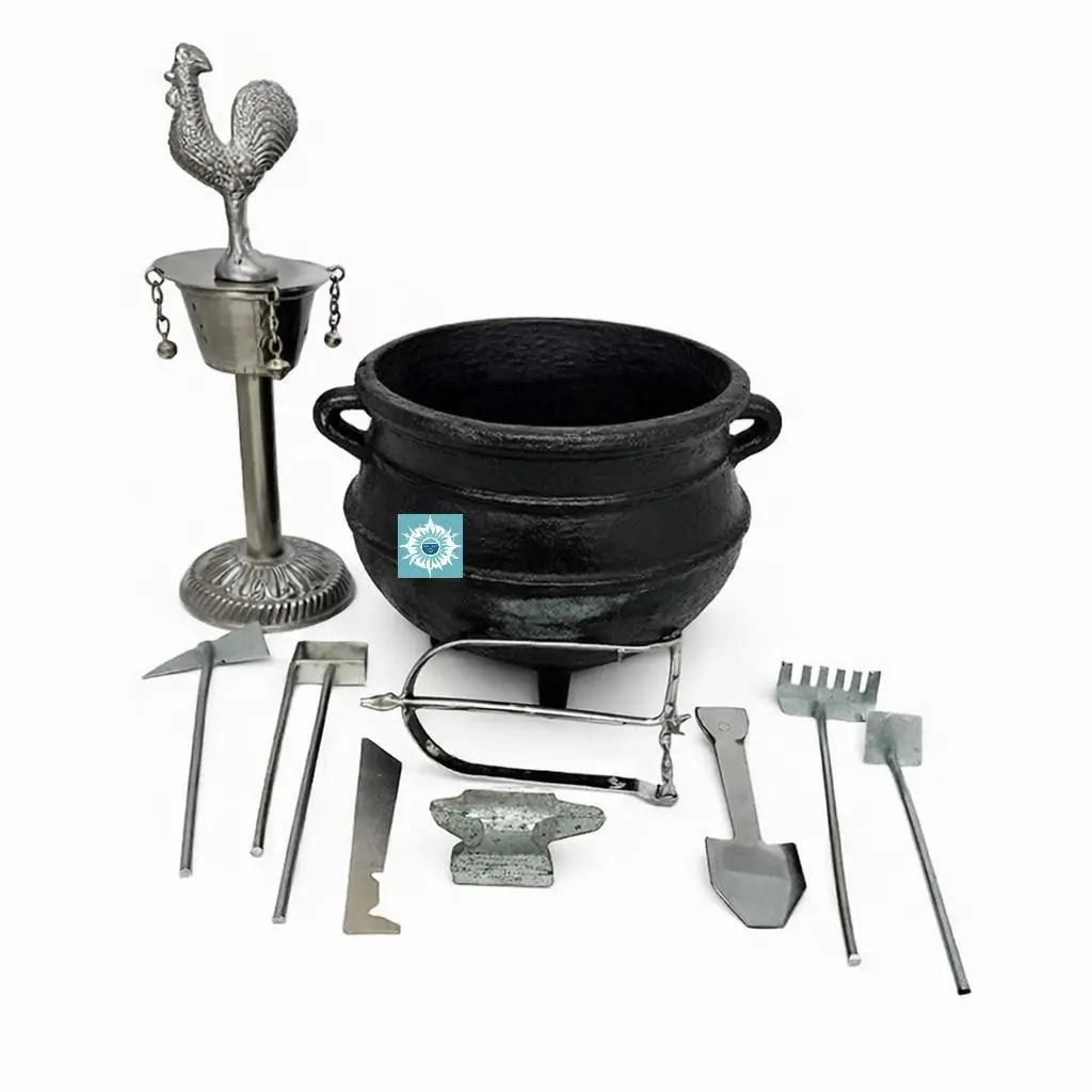 Ogun Osun Warrior Set - kit de guerreros Iron Caldero, Santeria Ifa Religious Tools for Religious