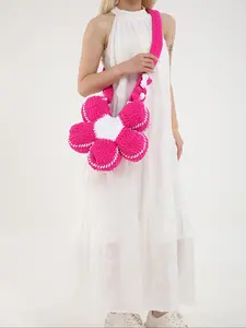 Women's Cute Flower Design Crochet Handmade Bag, Fashionable Crossbody Bag for Daily Used, Casual Trendy Versatile High-quality Daily Commuting Bag, Fashionable Shoulder Bag, Crossbody Crochet Bags, Casual Trendy Purses