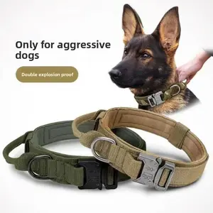 Tactical Dog Collar for Medium & Large Dogs, Heavy-Duty Outdoor No-Pull Traction Design with Reflective Handle, Waterproof, Durable, Anti-Slip Pet Training Aid