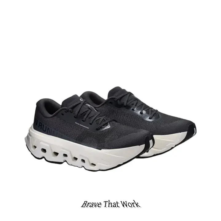 Black & White Mesh Running Sneakers, Breathable Knit Upper, Shock-Absorbing Hollow Outsole, Lightweight Design for Daily Jogging & Street Style