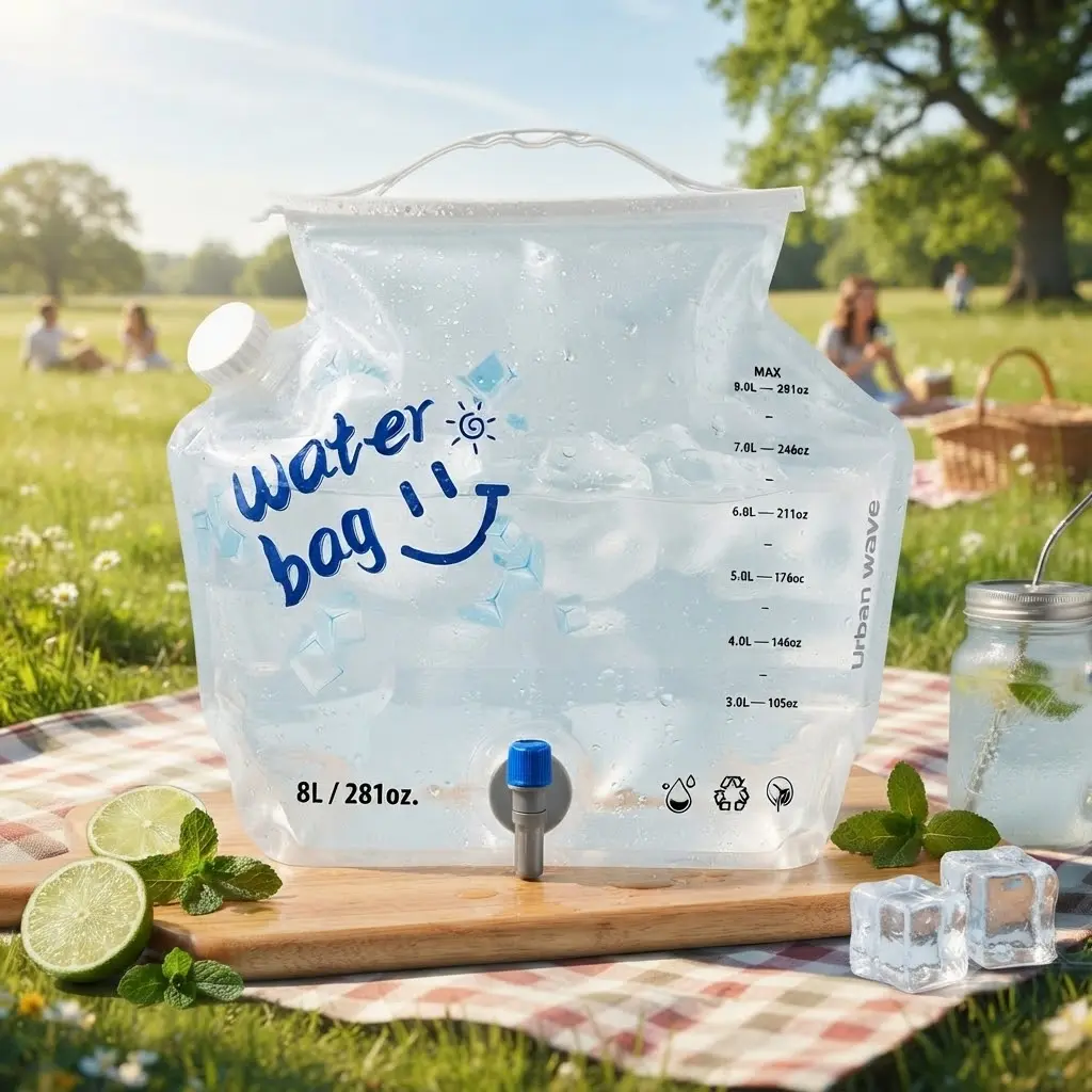 Collapsible Water Container with Spigot - 8L 2.1 Gallon Foldable Camping Water Storage Bag with Wide Opening, Carry Handle and Adjustable Faucet for Camping, Hiking, Picnics, Road Trips and Emergency Use