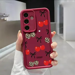 Cherries Soft&Flexible TPU Silicone Phone Case For Galaxy S26 Ultra S25 Edge S24 FE S23 S22 S21 Plus A13 A14 A15 A16 A17 A33 A34 A35 A36 A52 A53 A54 NOTE20 Durable|Shockproof|Full Camera Protection|Anti-Fingerprint summerwins