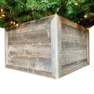 HomeRoots  18 in. Square Natural Weathered Gray Christmas Tree Collar