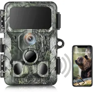 WiFi Trail Camera, 48MP Game Camera with Bluetooth, 1080P Night Vision 0.2s Trigger Time Motion Activated 120 °     Wide Angle View Wildlife Camera, IP66 Waterproof Hunting Camera for Outdoor