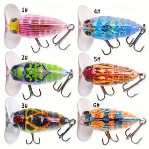 6pcs Topwater Cicada Bass Lures Fishing Bionic Tackle Wobbler Snakehead Bass Lure Freshwater Crank baits Floating isca Artificial Hard Plastic Bait