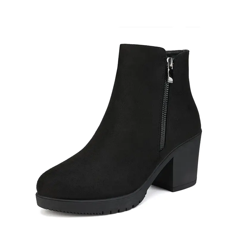 Dream Pairs Women's Formal Ankle Boots, Round Toe 3-inch Chunky Block Heels, Comfortable Walking Shoes with Side Zipper, Footwear, Soft, Formal Wear, Comfortable Heels, Alt Outfits, Business, Synthetic