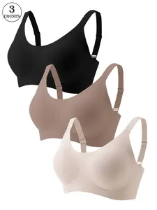 3 piece set of high-quality seamless women's bras, Wireless bra, with adjustable straps, jelly cooling sensation, wire-free support for a gathered back, comfortable, breathable, soft against the skin, suitable for daily casual wear and commuting