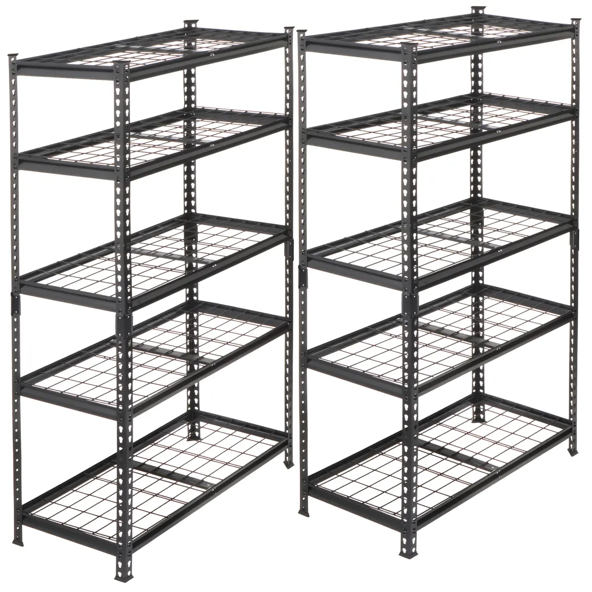 Durable Steel Storage Racks (2-Piece 5-Tier Set), Boltless Height-Adjustable Organizer (36in W x 18in D x 72in H) with Rubber Mallet, Floor Pads, 450 lbs Per Shelf, Rust-Proof Powder Coated, Easy Installation for Garage/Basement, Two Piece Set