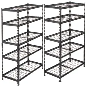 36*18*72 Inch 2-Piece 5-Tier Heavy-Duty Steel Storage Shelves, 450LB Per Shelf 2250LB Total Capacity Boltless Adjustable Shelving Unit, Powder Coated Rust-Proof Garage Shed Basement Organizer with Floor Pads