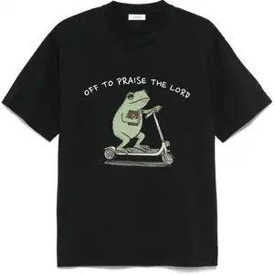 Comfort Colors Christian Tshirt, Garment Dyed Tee, Funny Frog Off To Praise The Lord Top, Bible Study Humor Shirt