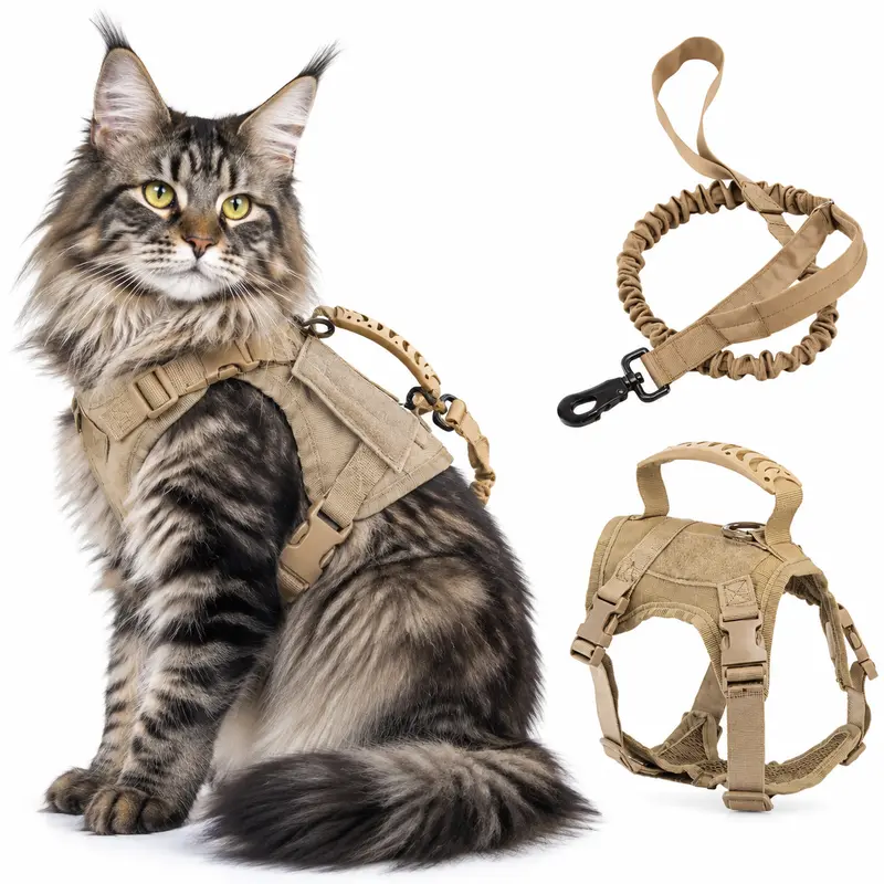 600D Nylon Escape Proof Pet Harness & 120cm Leash Set - Leads & Harnesses for Small Breeds, Adjustable Neck/Chest (24-54cm/35-51cm), Durable, Comfortable, Stylish, Breathable Safety Gear, Hands-Free Walk for Home Interactions