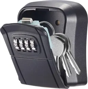 Key Lock Box Combination Lockbox Wall-Mounted Key Storage Box for House , Resettable Code Safe  Lock Box for Home, Office, Garage, Apartment Spare Key Storage (1 Pack, Black)