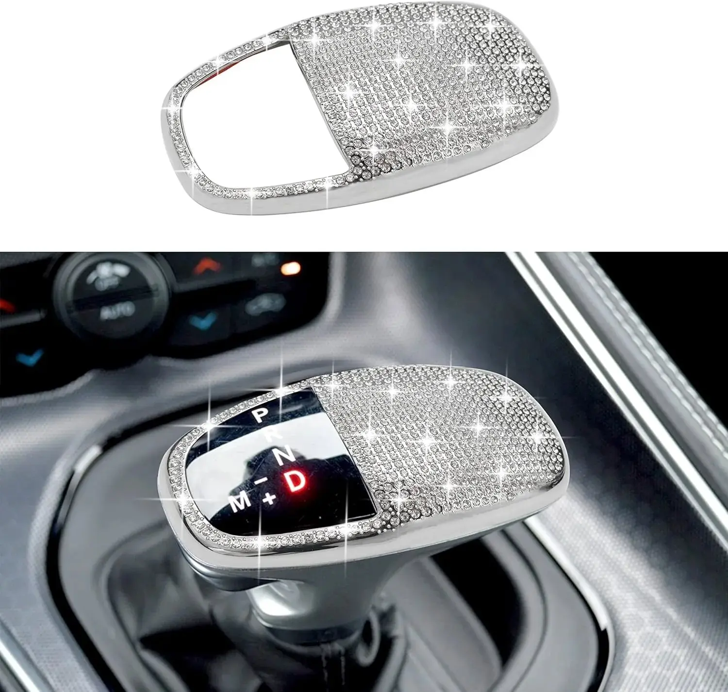 Gear Shift Knob Head Cover Bling Trim for Dodge Charger Accessories 2015-2023 Challenger 2015-2023 2024 Durango 2016-2024 2025 ABS Interior Shell Insert Decoration Protector Gear Shifter Cover