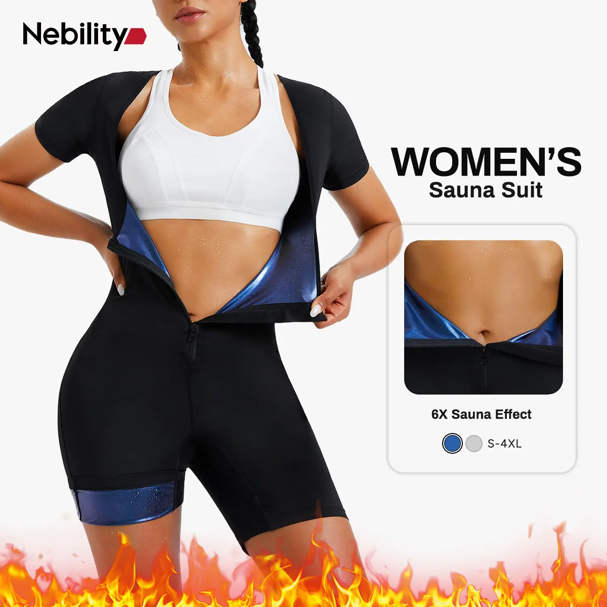 Nebility Women's Compression Athletic Shorts, High-Waisted Baselayer for Gym, Running & Fitness Training with Side Pockets, Activewear Shorts, Athletic Sports Shorts