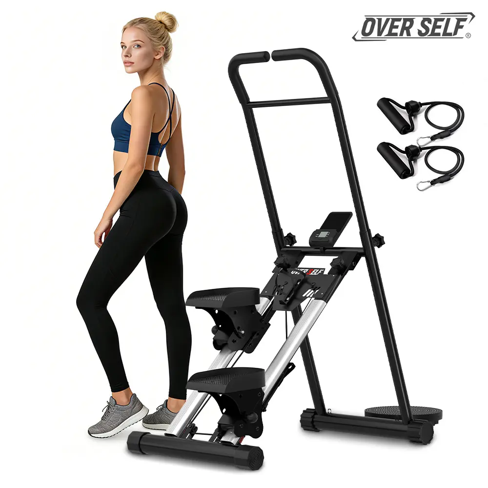 OVER SELF Vertical Climber Stepper, Multi-function Cardio Step Machine with Waist Twister and Handle, Ultra-Quiet for Home Gym, 330 lbs Capacity