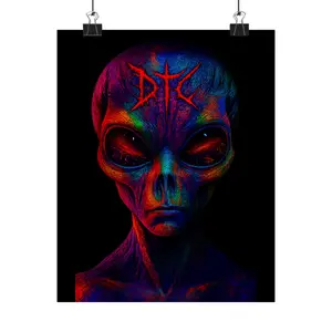 Vibrant Alien Art Poster, Dead Thread Collective, Sci-Fi Wall Decor, Unique Wall Art, Horror-Themed