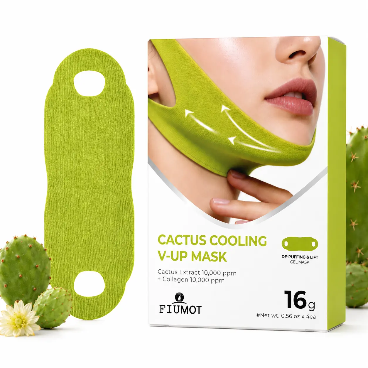 Cactus Firming Face Mask 4PCS   V Shape Lifting Sheet Mask With Hydrating Care For Smooth Radiant Skin Appearance Jawline Definition Support And Comfortable Skincare Experience Perfect Gift For Beauty Lovers,travel essentials