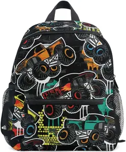Toddler Backpack Cars Monster Truck School Bag Kids Backpacks for Kindergarten Preschool Nursery Girls Boys,