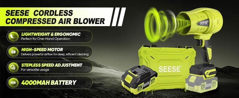 【TikTokShopHolidayHaul】SEESE Cordless Leaf Blower Violent TurboFan,BrushlessPureCopper Motor With Battery,CordlessTurbo Super Power AirDuster, Handheld PowerfulDryer for Car,Car Drying afterWash,SnowRemoval Gift for Thanksgiving,Christmas,New Year