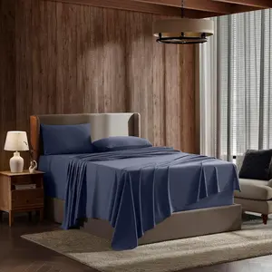 Split King for Adjustable Beds - 5 Split King, Deep Pocket,, Extra, and Cooling, Navy Blue Split King