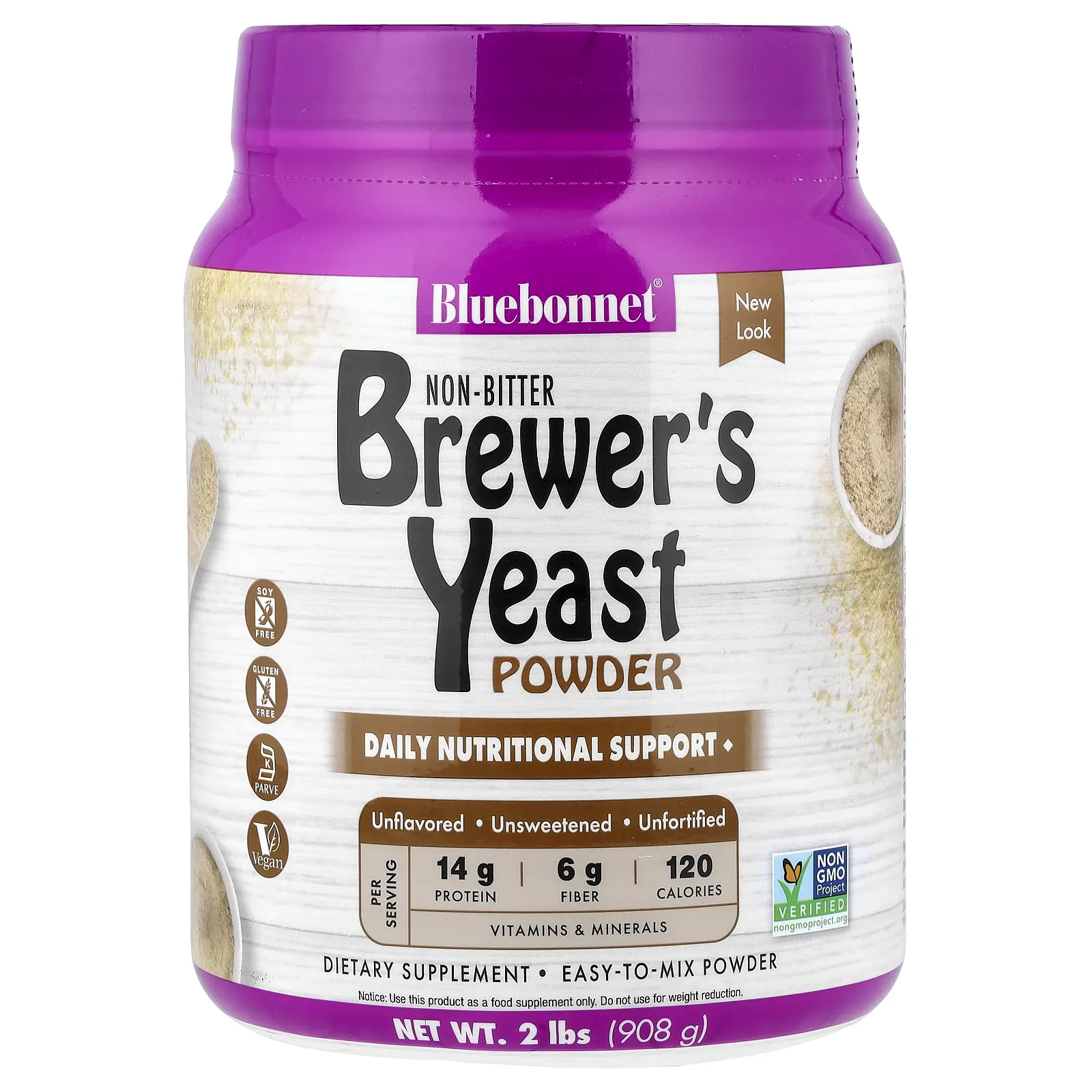 Bluebonnet Nutrition Non-Bitter Brewer's Yeast Powder, Unflavored, 2 lbs (908 g)