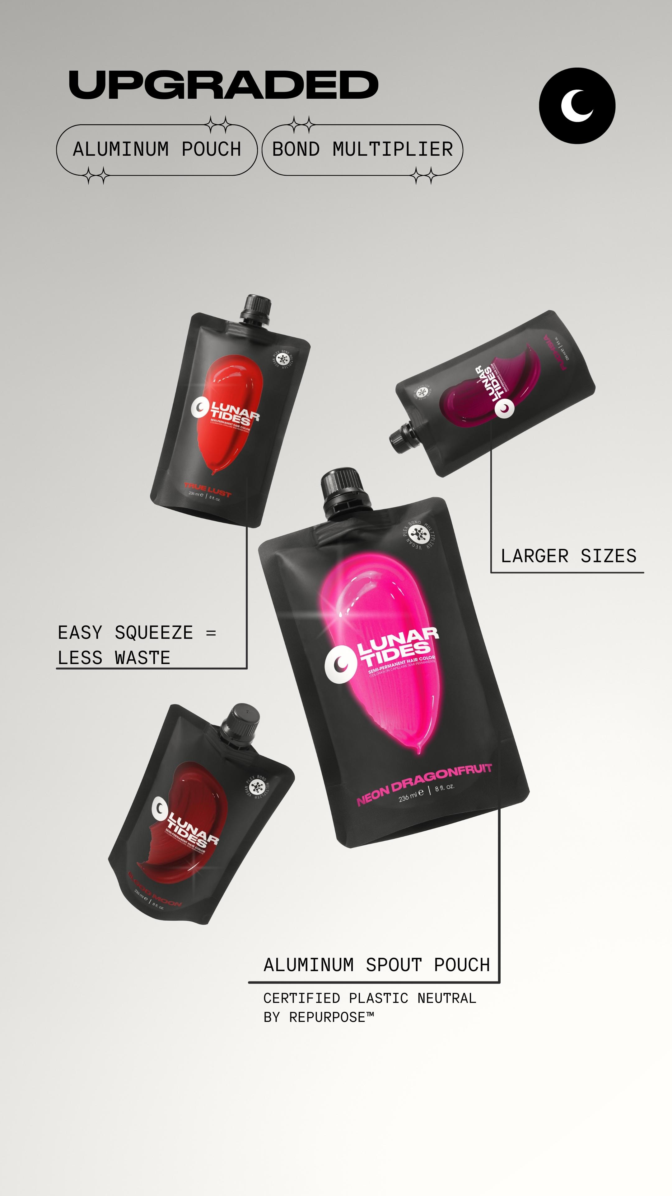 Lunar Tides Hair Color - Neon Dragonfruit UV Reactive Bright Pink Semi-Permanent Hair Color Vegan Cruelty-Free