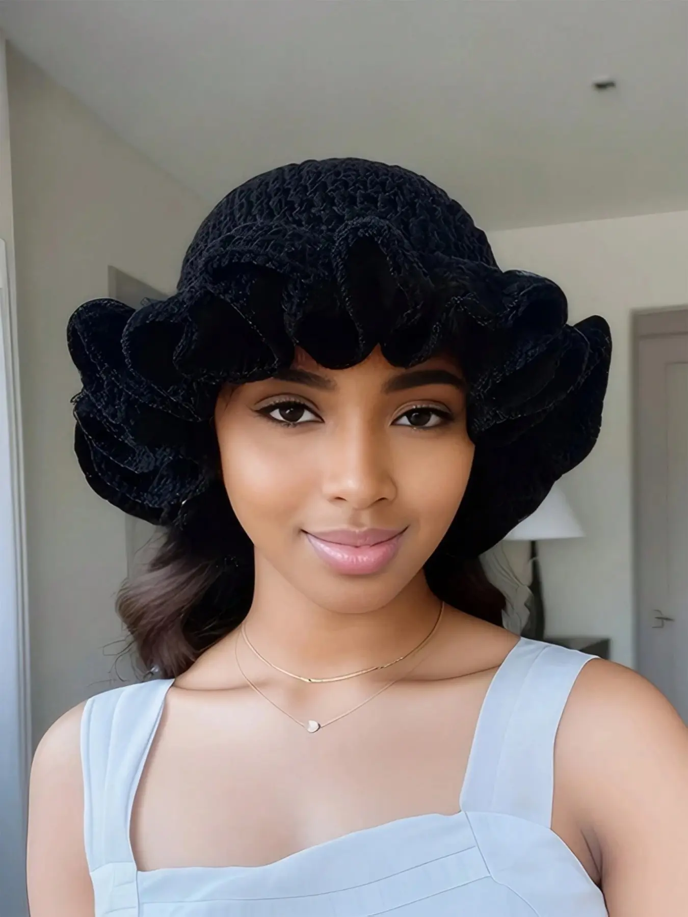 Women's Handmade Ruched Knit Hat, Fashionable Pleated Beanie for Autumn Winter, Stylish Women's Accessories for Cold Weather, Fitted Hat