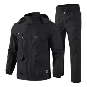 Men’s Functional Two-Piece Outdoor Set – Structured Hood with Interior Lining & Strategic Multi-Pocket Placement |   Smooth Fabric Construction for All-Day Comfort in Transitional Weather summerwins