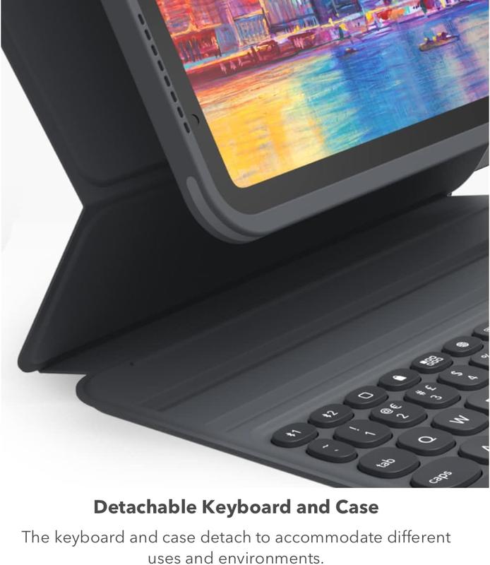 ZAGG Pro Keys Detachable Case and Wireless Keyboard for Apple iPad 10.9 10th GEN  Multi-Device Bluetooth Pairing  Backlit Laptop-Style Keys  Apple Pencil Holder  6.6ft Drop Protection  Lightweight