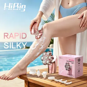 HiBig 7D Electric Legs & Body Shaver for Women - 5-in-1 Lady Grooming Kit for Bald Head, Legs & Armpits, Waterproof Rechargeable Painless Razor, Cordless Shaver with Floating Heads, Ideal Gift for Her