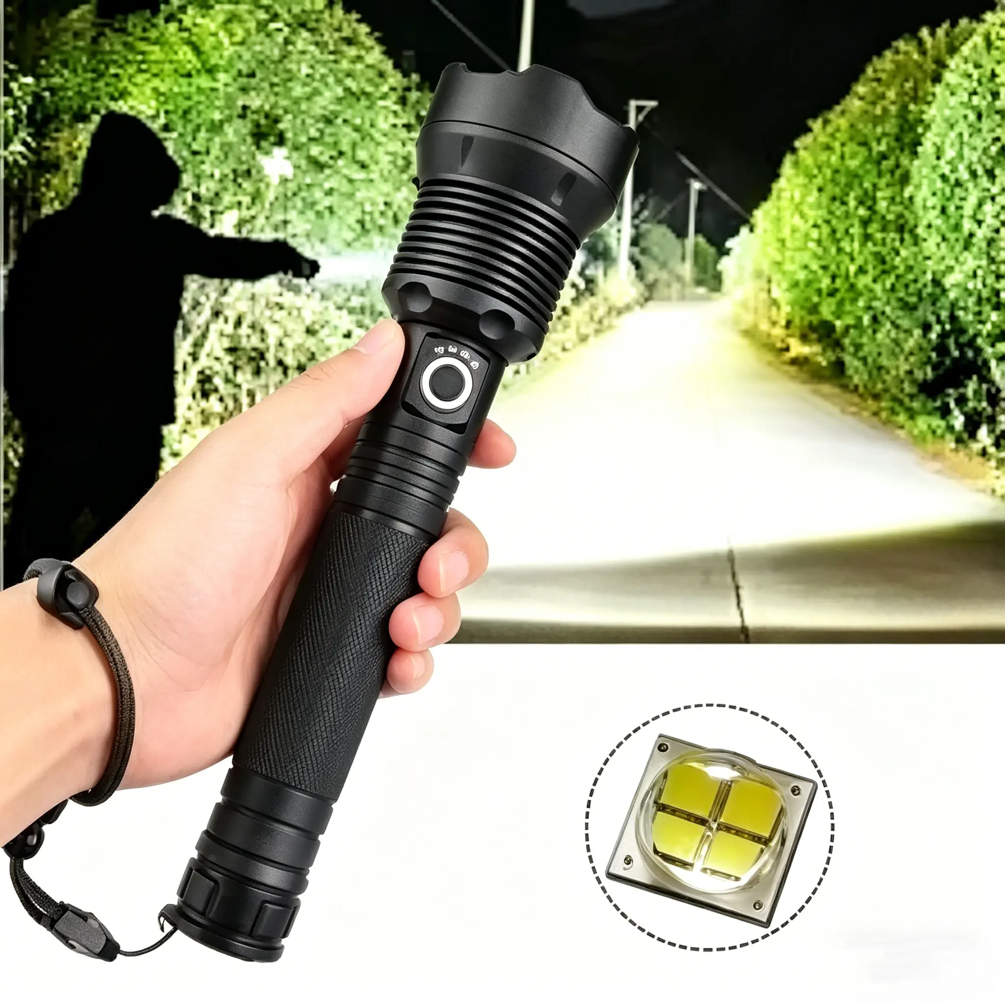 Reliable Emergency Light, Zoomable 5 Light Modes Camping Lamp, Waterproof Dustproof Housing, Anti-Slip Hand Grip, Outdoor Emergency Use Lantern with Free Strap for Outdoor Camp Hiking